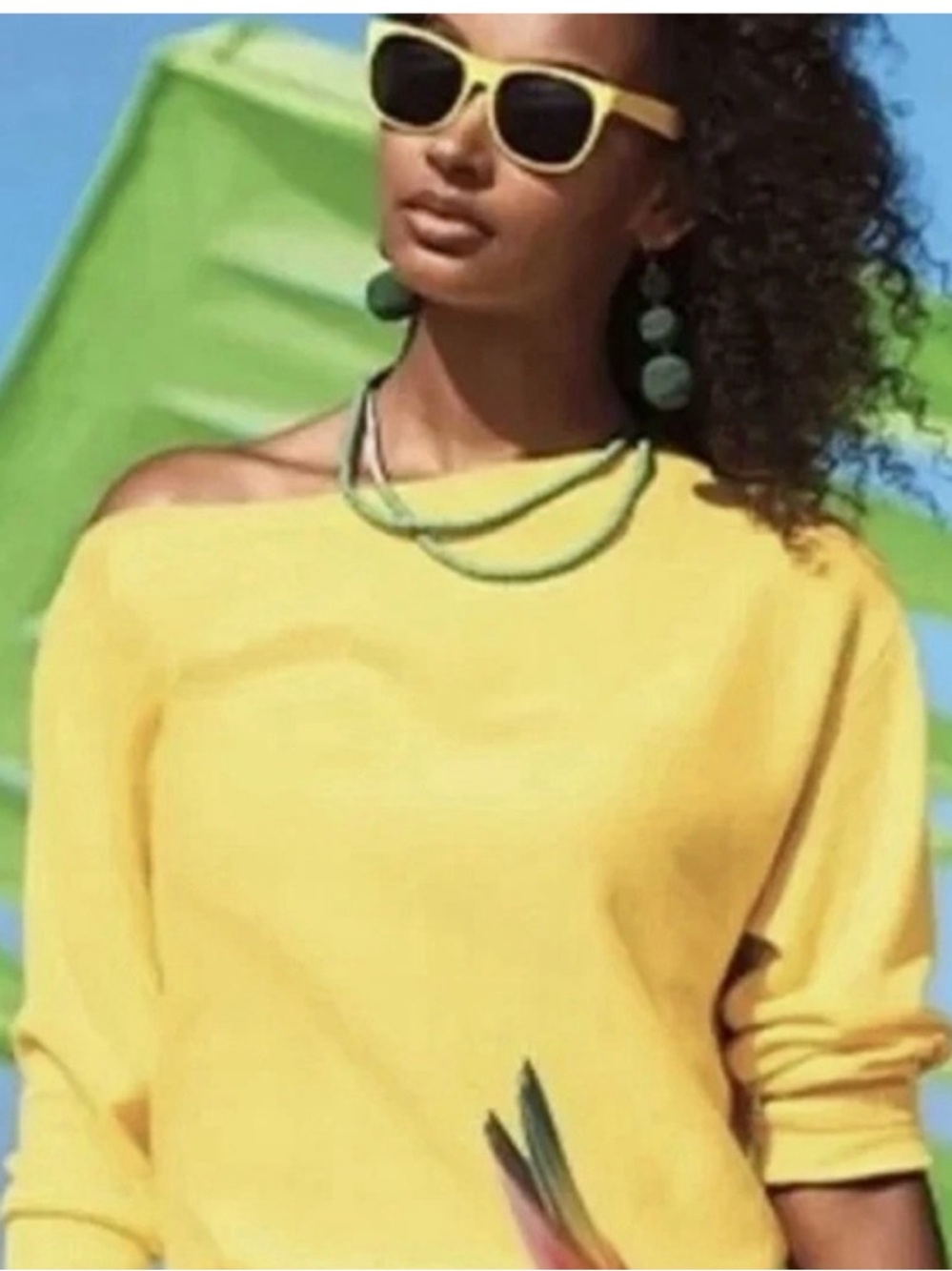 CAbi Sunny Yellow Off The Shoulder Sweater - Picture 2 of 7